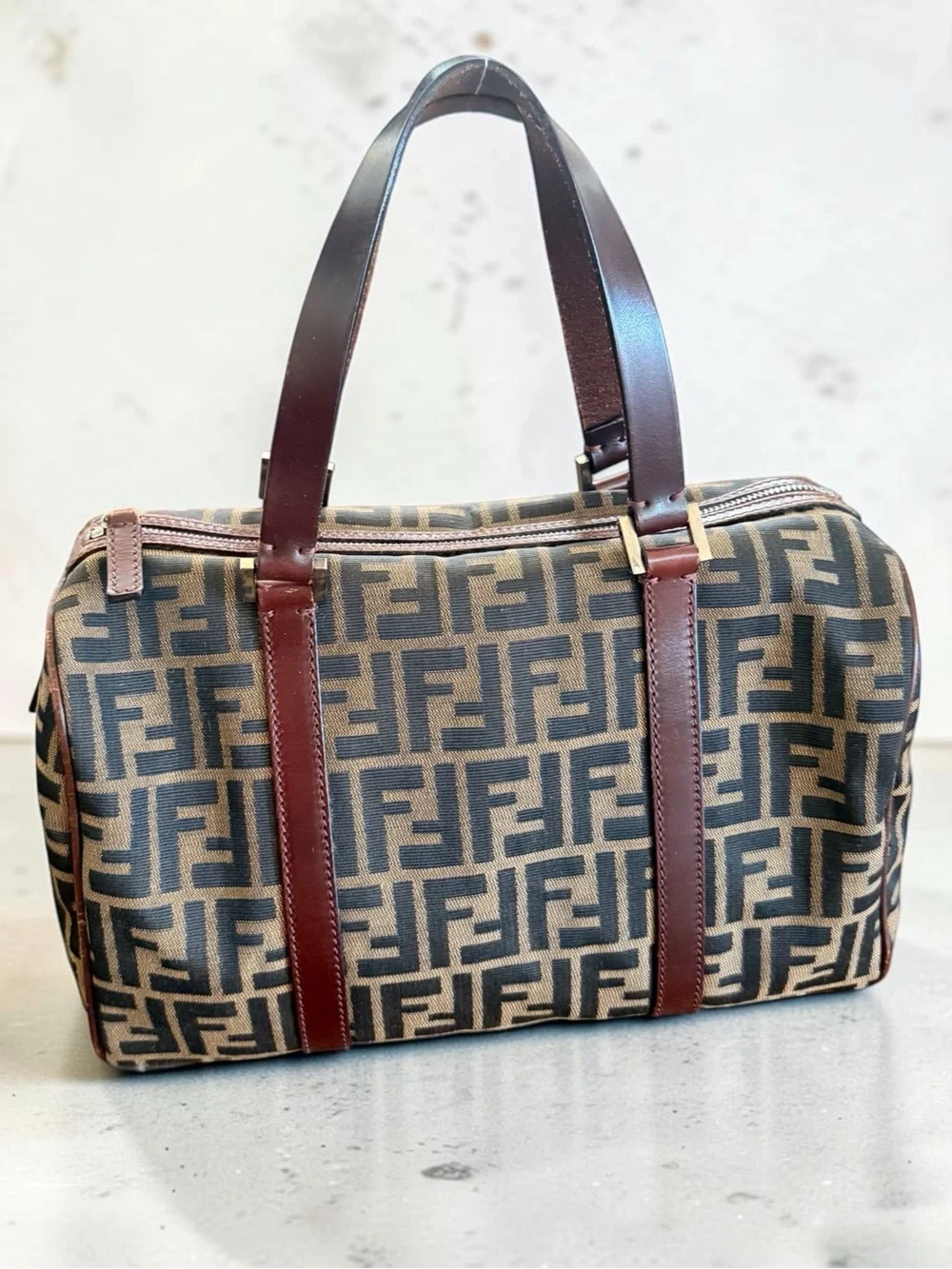 Fendi Brown Zucca and Dark Brown FF Canvas Duffel Bag